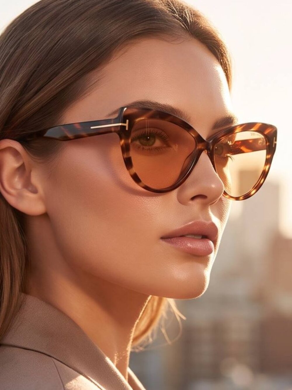 Tom Ford Beatrice FT1196 53E Sunglasses Havana Butterfly Frame